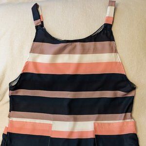 Navy, Coral & White Striped Womens Shorts Jumper size XXL